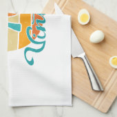 Retro Sunset 70  gestrest Theedoek (Quarter Fold)