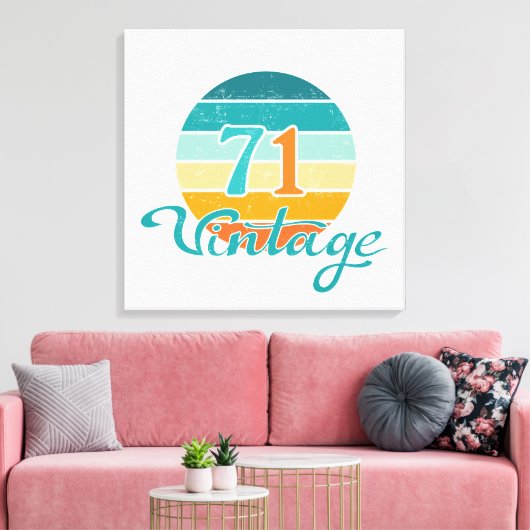 Retro Sunset 71  gestrest Canvas Afdruk (Insitu (Woonkamer))
