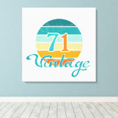 Retro Sunset 71  gestrest Canvas Afdruk (Insitu (Houten vloer))