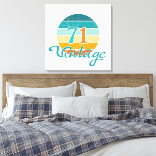 Retro Sunset 71  gestrest Canvas Afdruk (Insitu (Slaapkamer))