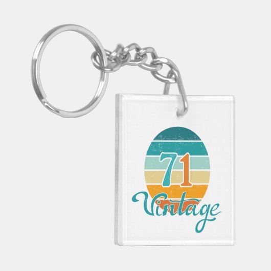 Retro Sunset 71  gestrest Sleutelhanger (Voorkant Links)