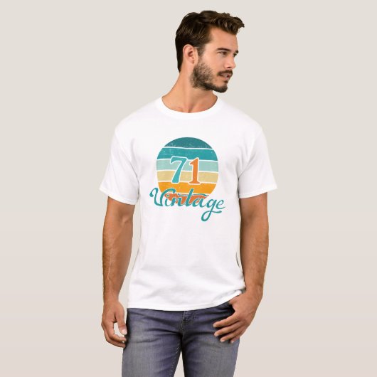 Retro Sunset 71  gestrest T-shirt (Voorkant volledig)