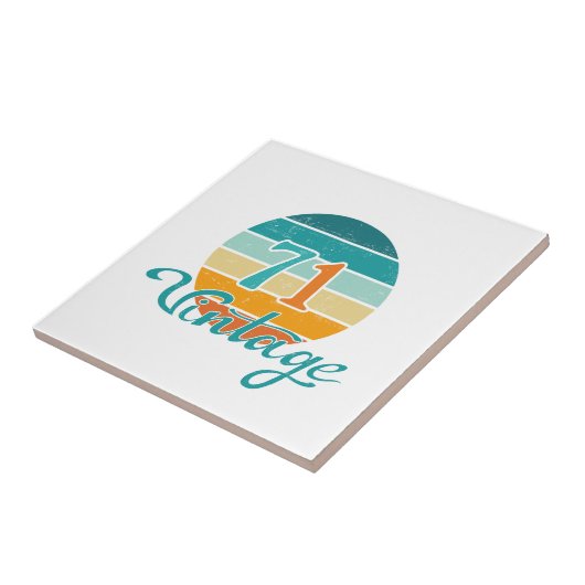 Retro Sunset 71 gestrest Tegeltje (Zijkant)