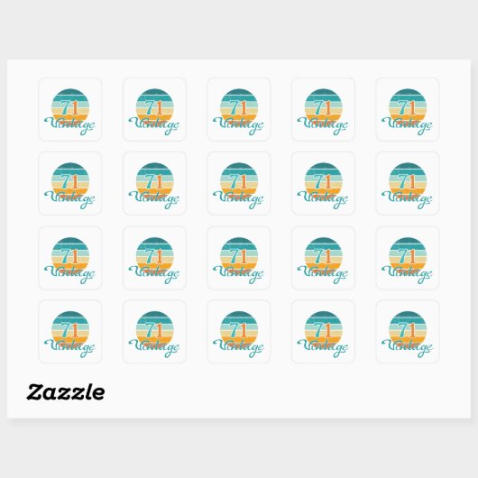 Retro Sunset 71  gestrest Vierkante Sticker (Vel)