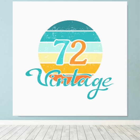 Retro Sunset 72  gestrest Canvas Afdruk (Insitu (Houten vloer))