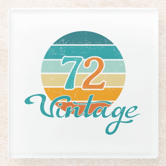 Retro Sunset 72 gestrest Glazen Onderzetter (Voorkant)