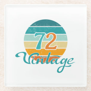 Retro Sunset 72 gestrest Glazen Onderzetter