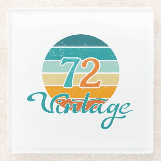 Retro Sunset 72 gestrest Glazen Onderzetter (Voorkant)