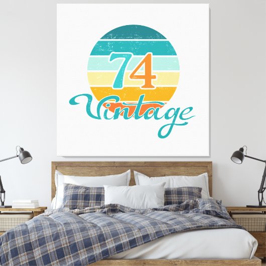 Retro Sunset 74  gestrest Canvas Afdruk (Insitu (Slaapkamer))