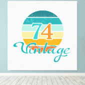 Retro Sunset 74  gestrest Canvas Afdruk (Insitu (Houten vloer))