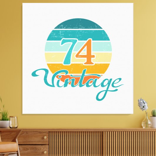 Retro Sunset 74  gestrest Canvas Afdruk (Insitu (Woonkamer))