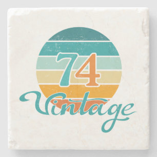 Retro Sunset 74  gestrest Stenen Onderzetter