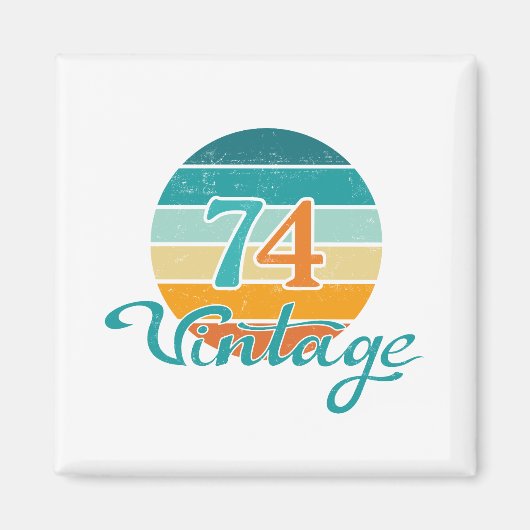 Retro Sunset 74 Vintage Distressed Magneet (Voorkant)