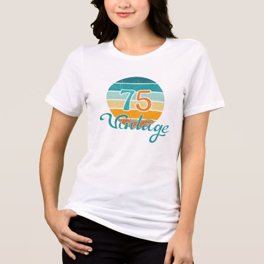 Retro Sunset 75  gestrest Tri-Blend Shirt (Voorkant)
