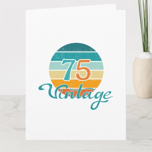 Retro Sunset 75 Vintage Distressed Kaart (Voorkant)