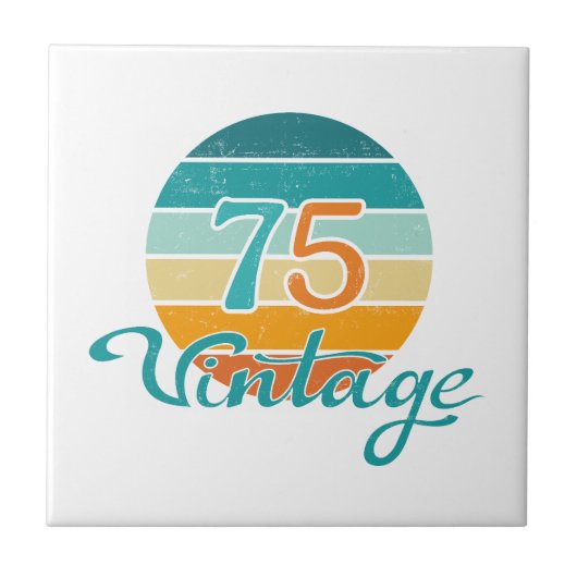 Retro Sunset 75 Vintage Distressed Tegeltje (Voorkant)