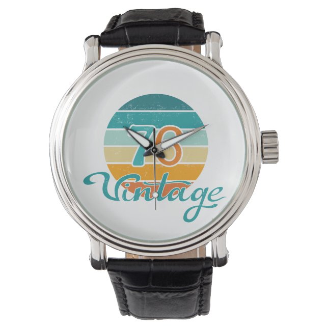 Retro Sunset 76  gestrest Horloge (Voorkant)
