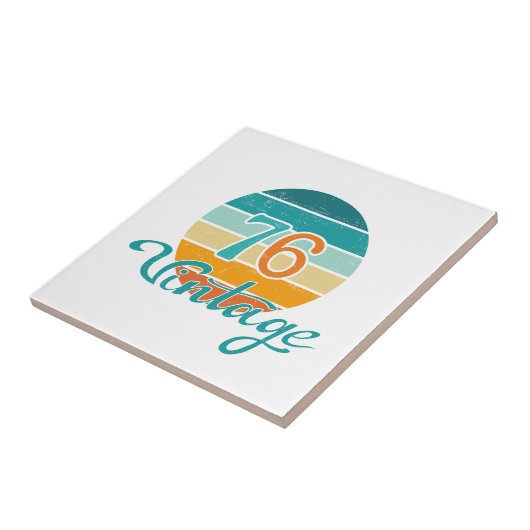 Retro Sunset 76  gestrest Tegeltje (Zijkant)