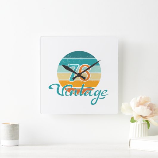 Retro Sunset 76  gestrest Vierkante Klok (Huis)