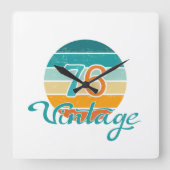 Retro Sunset 76 gestrest Vierkante Klok (Voorkant)