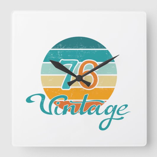 Retro Sunset 76  gestrest Vierkante Klok (Voorkant)