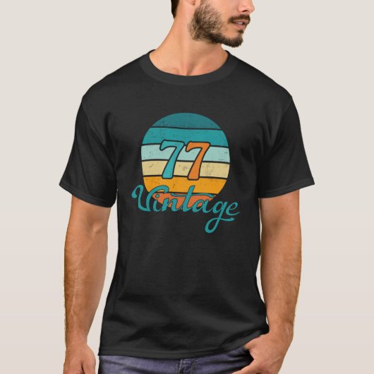 Retro Sunset 77  gestrest T-shirt (Voorkant)