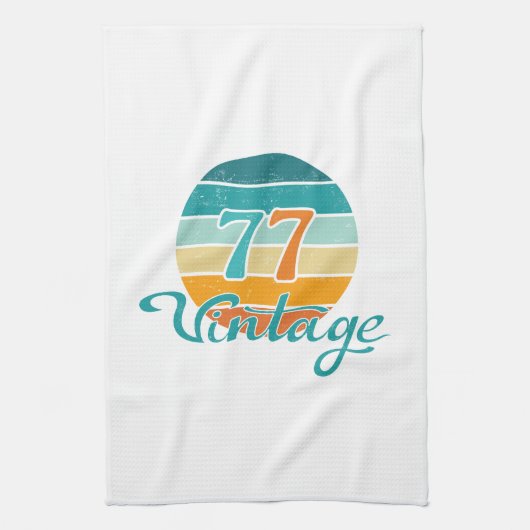 Retro Sunset 77 Vintage Distressed Theedoek (Verticaal)