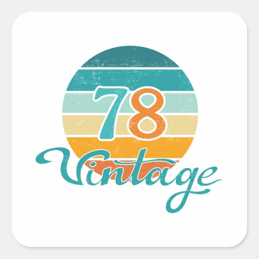 Retro Sunset 78 Vintage Distressed Vierkante Sticker (Voorkant)