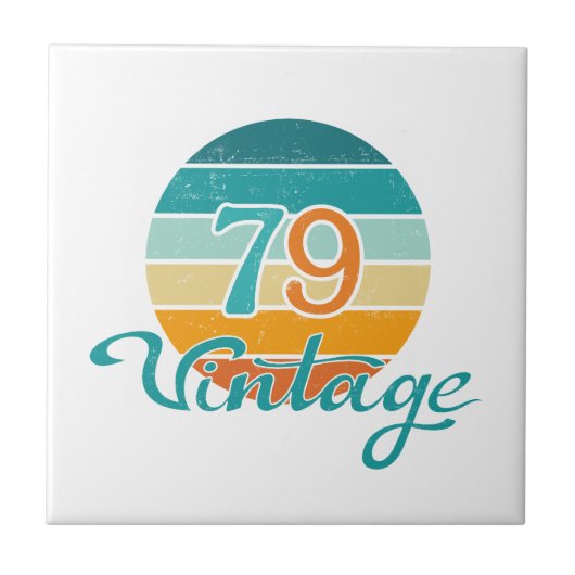 Retro Sunset 79 Vintage Distressed Tegeltje (Voorkant)