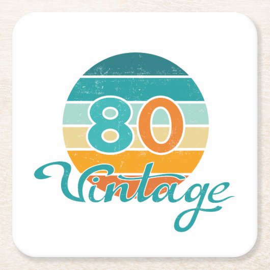 Retro Sunset 80 Vintage Distressed Kartonnen Onderzetters (Voorkant)