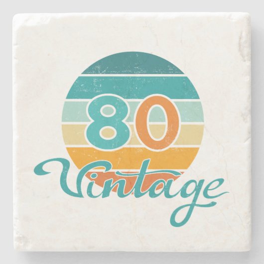 Retro Sunset 80 Vintage Distressed Stenen Onderzetter (Voorkant)