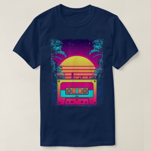 Retro Sunset 80s Art Cassette Synthwave Vaporwave  T-shirt (Design voorkant)