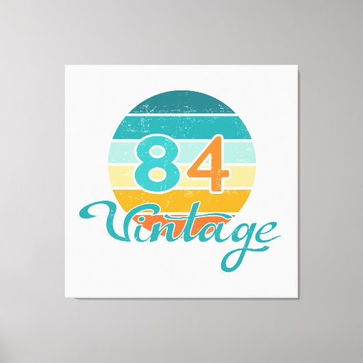 Retro Sunset 84 Vintage Distressed Canvas Afdruk (Voorkant)