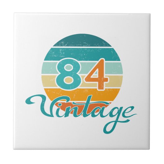 Retro Sunset 84 Vintage Distressed Tegeltje (Voorkant)