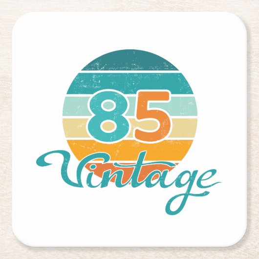 Retro Sunset 85 Vintage Distressed Kartonnen Onderzetters (Voorkant)