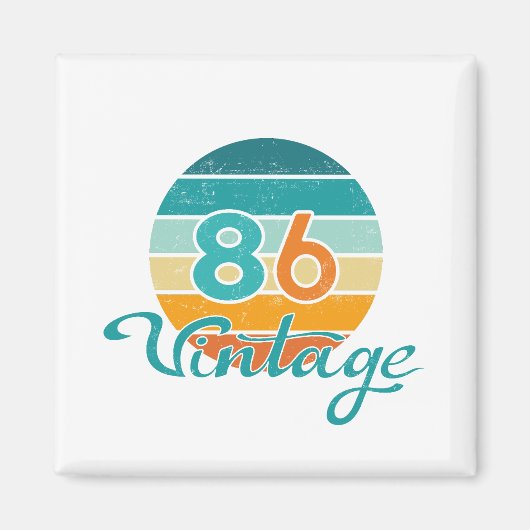 Retro Sunset 86 Vintage Distressed Magneet (Voorkant)