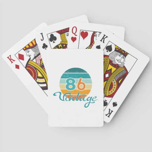 Retro Sunset 86 Vintage Distressed Pokerkaarten (Achterkant)