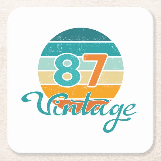 Retro Sunset 87 Vintage Distressed Kartonnen Onderzetters (Voorkant)