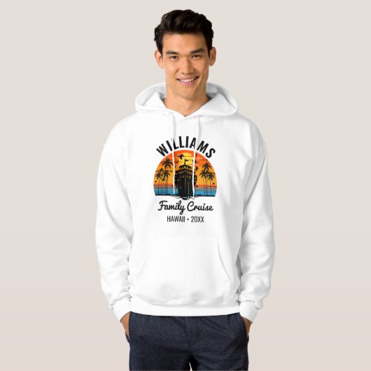 Retro Sunset Aangepaste Familie Cruise Gepersonali Hoodie (Voorkant volledig)
