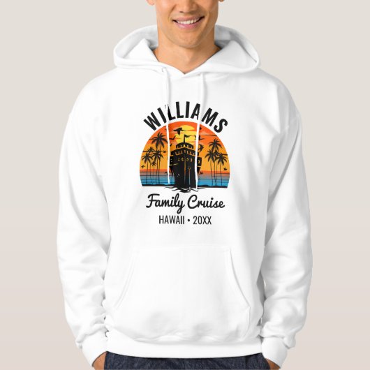 Retro Sunset Aangepaste Familie Cruise Gepersonali Hoodie (Voorkant)