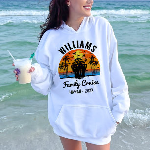 Retro Sunset Aangepaste Familie Cruise Gepersonali Hoodie
