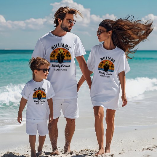Retro Sunset Aangepaste Familie Cruise Gepersonali T-shirt