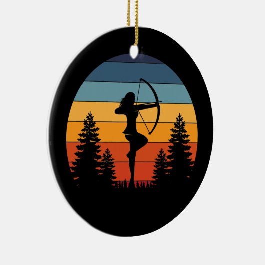  Retro Sunset aartsmeisjes Archer Bow Keramisch Ornament (Rechts)