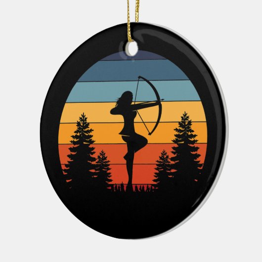 Retro Sunset aartsmeisjes Archer Bow Keramisch Ornament (Links)