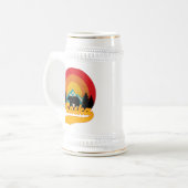 Retro Sunset Alaska Juneau Beer Mountains Wild AK Bierpul (Voorkant links)