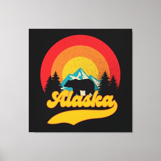 Retro Sunset Alaska Juneau Beer Mountains Wild AK Canvas Afdruk (Voorkant)