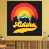 Retro Sunset Alaska Juneau Beer Mountains Wild AK Canvas Afdruk (Insitu (Woonkamer))