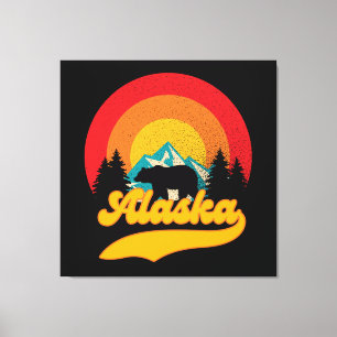 Retro Sunset Alaska Juneau Beer Mountains Wild AK Canvas Afdruk