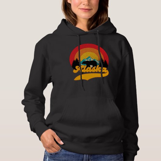 Retro Sunset Alaska Juneau Beer Mountains Wild AK Hoodie (Voorkant)