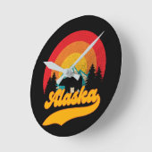 Retro Sunset Alaska Juneau Beer Mountains Wild AK Ronde Klok (Hoek)